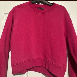 Zara hot pink cropped crewneck